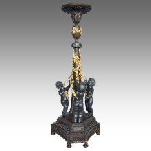 Candleholder Statue Kids Candlestick Bronze Sculpture Tpch-076j